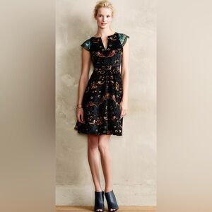 Anthropologie Eva Franco Floral Soft Corduroy Dress.   Size-6.  Whimsical Folk